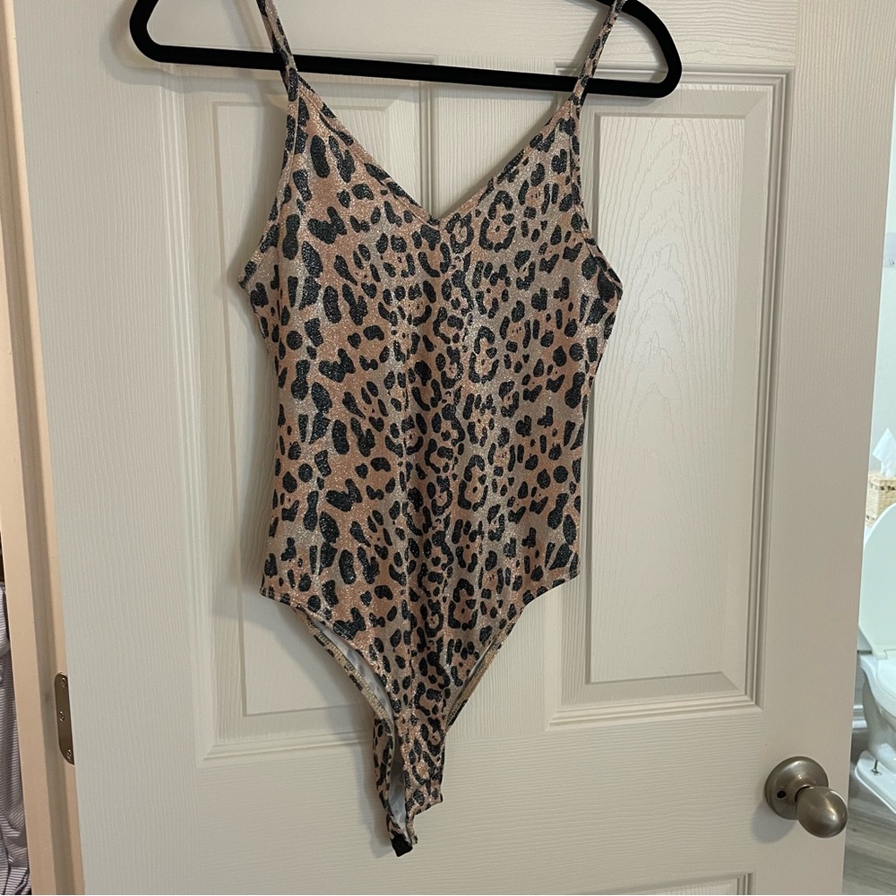 Topshop Sparkle Animal Print Bodysuit